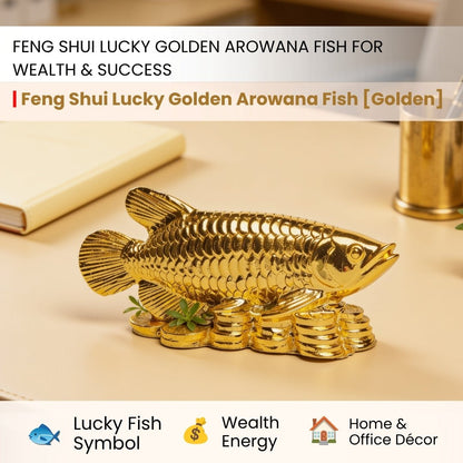 Feng Shui Lucky Golden Arowana Fish [Golden] - plusvalueindia