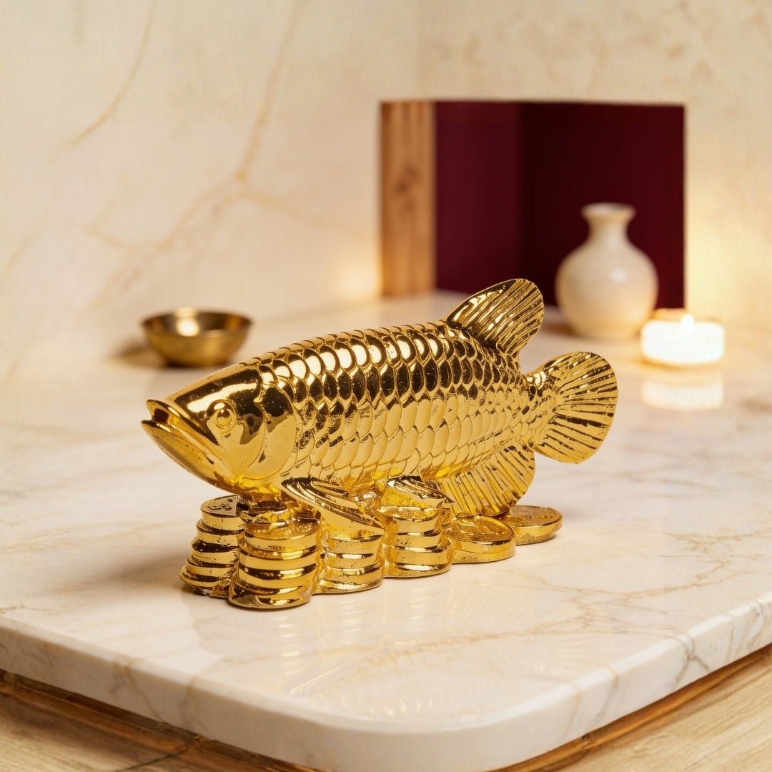 Feng Shui Lucky Golden Arowana Fish [Golden] - plusvalueindia