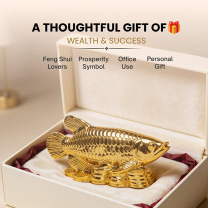 Feng Shui Lucky Golden Arowana Fish [Golden] - plusvalueindia