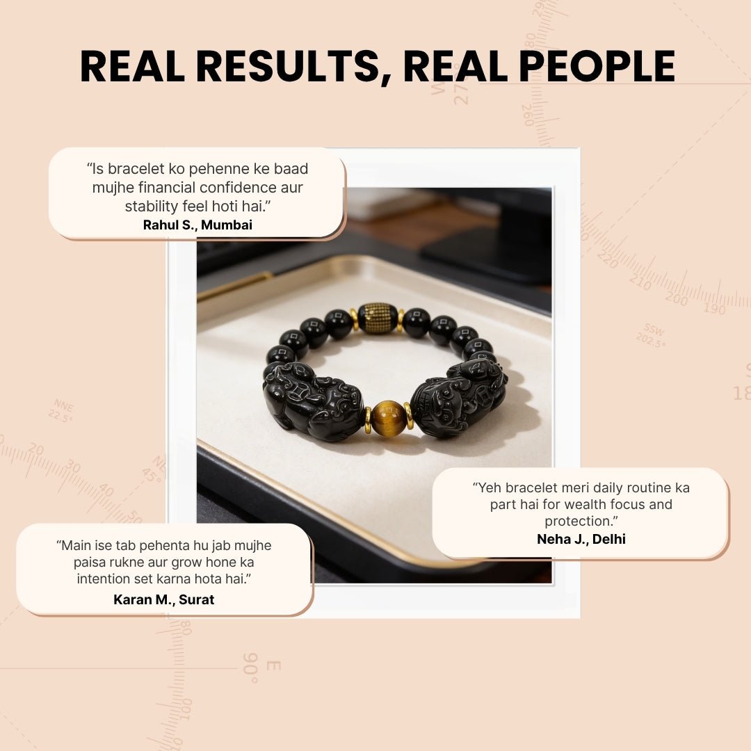 Feng Shui Natural Gold Black Obsidian Double Pi Yao Wealth Bracelet For Men & Women [10mm - Best Seller in USA] - plusvalueindia