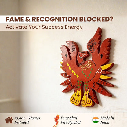 Feng Shui Red Phoenix Bird for Name, Fame, Reputation & Recognition on South Wall of Home/Office - plusvalueindia