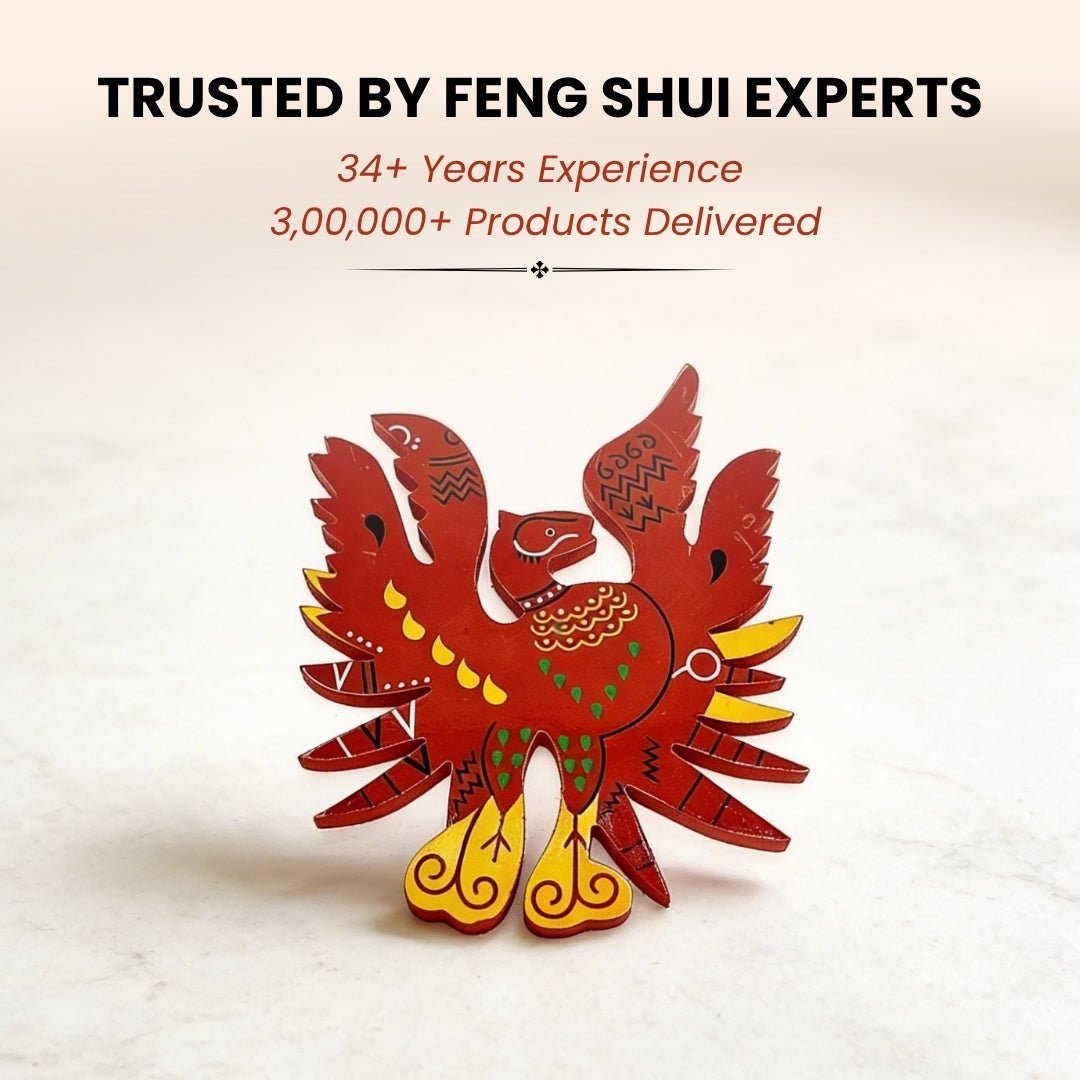 Feng Shui Red Phoenix Bird for Name, Fame, Reputation & Recognition on South Wall of Home/Office - plusvalueindia