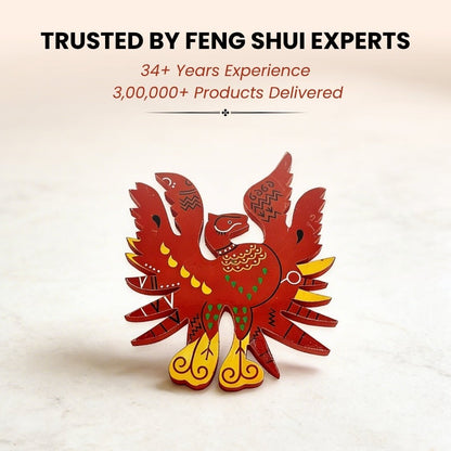 Feng Shui Red Phoenix Bird for Name, Fame, Reputation & Recognition on South Wall of Home/Office - plusvalueindia
