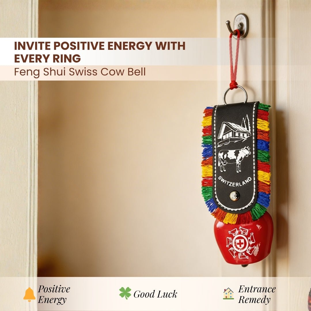 Feng Shui Swiss Cow Bell for Hanging at Entrance or Main Door at Home & Office for Positive Energy, Good Luck - plusvalueindia