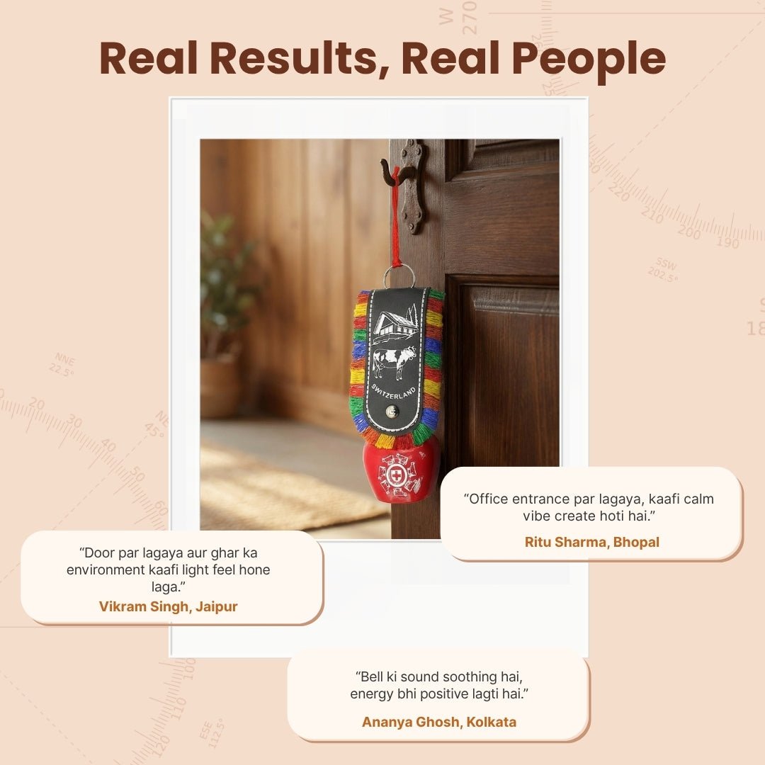 Feng Shui Swiss Cow Bell for Hanging at Entrance or Main Door at Home & Office for Positive Energy, Good Luck - plusvalueindia