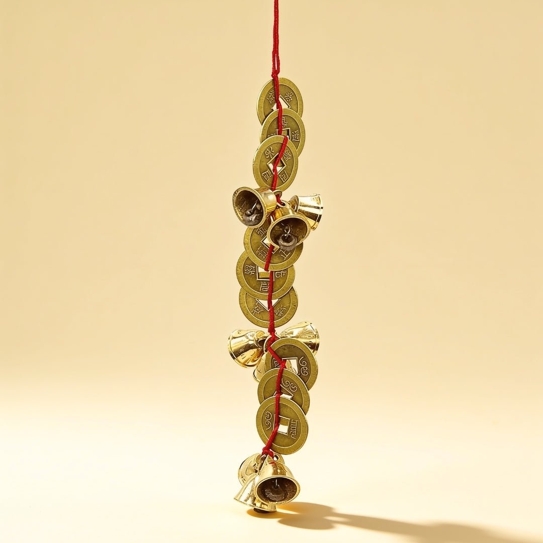 Feng Shui Vastu Bell 9 Bell 9 Lucky Coins - Home and Office Main Door Entrance Decor - plusvalueindia