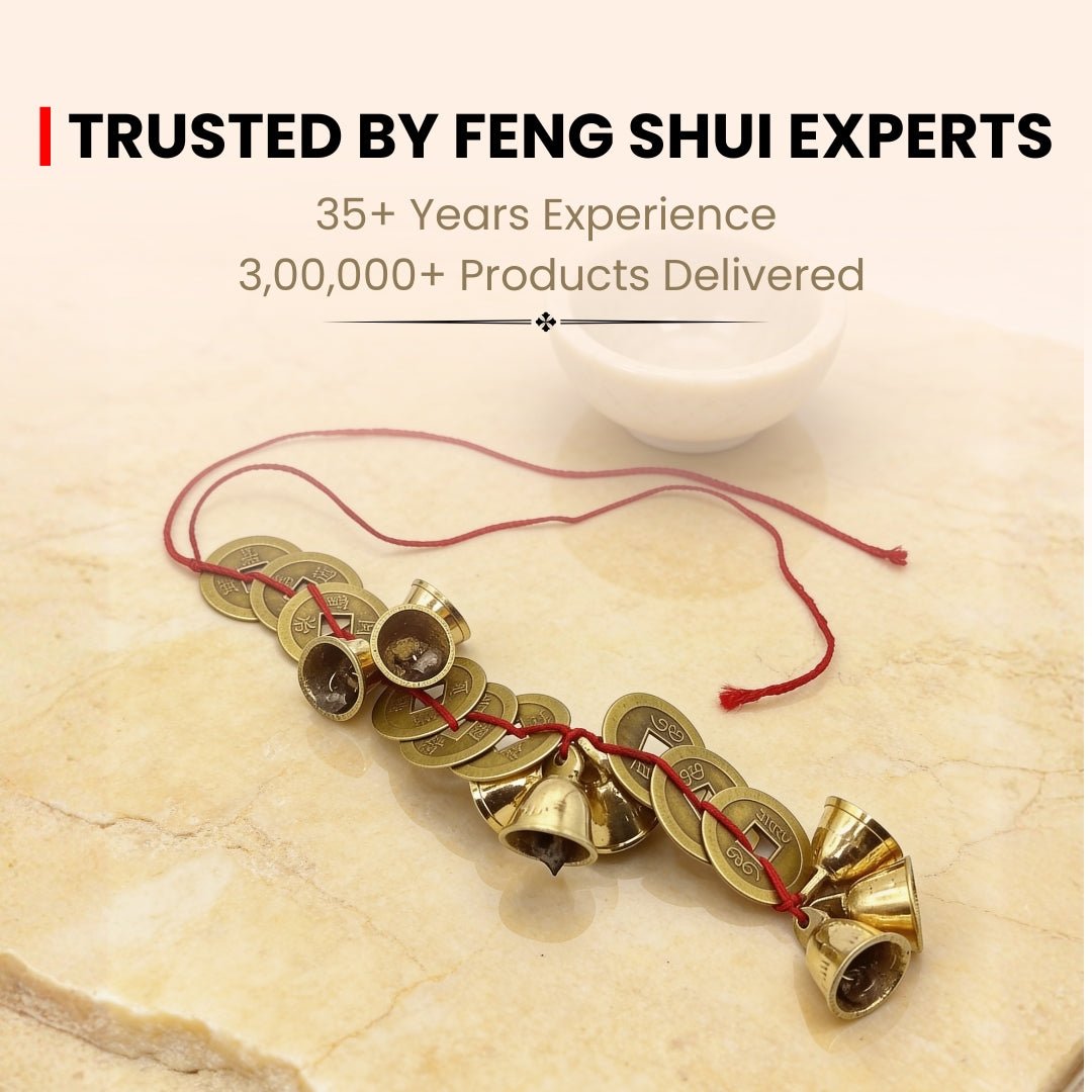 Feng Shui Vastu Bell 9 Bell 9 Lucky Coins - Home and Office Main Door Entrance Decor - plusvalueindia