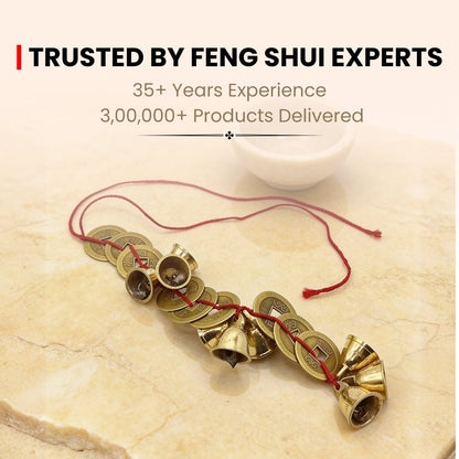 Feng Shui Vastu Bell 9 Bell 9 Lucky Coins - Home and Office Main Door Entrance Decor - plusvalueindia
