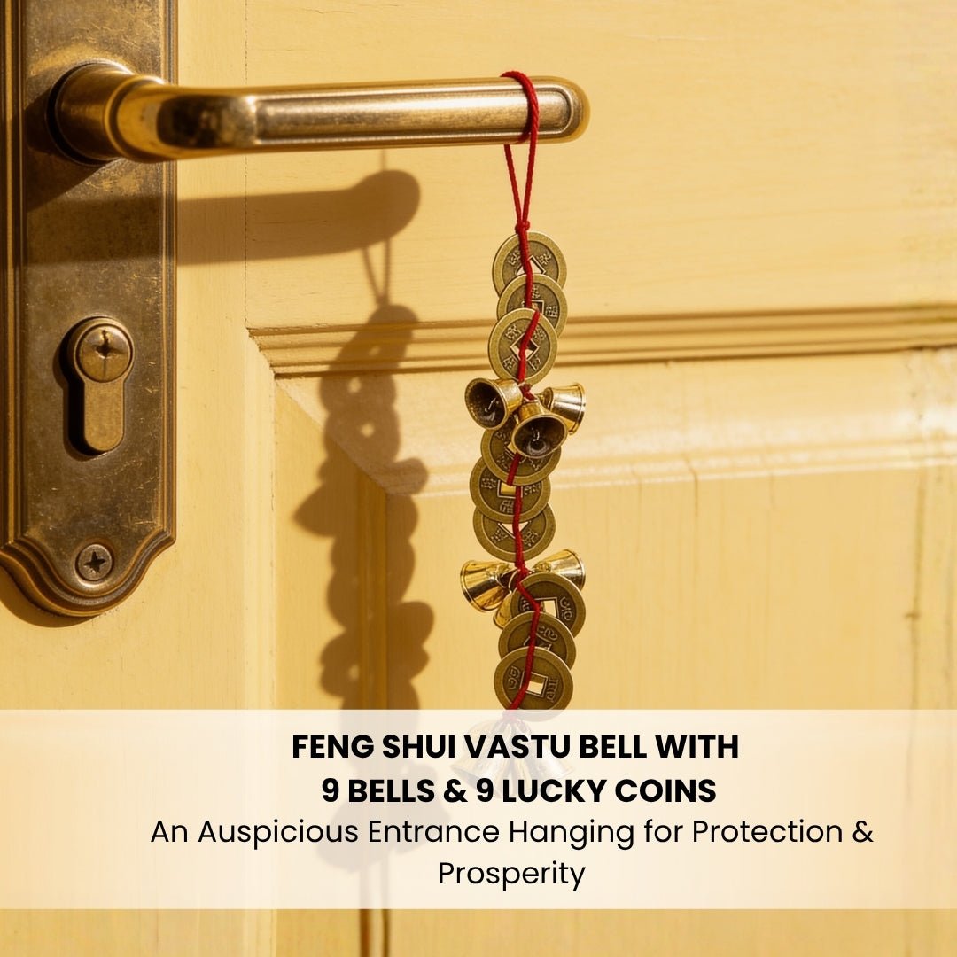 Feng Shui Vastu Bell 9 Bell 9 Lucky Coins - Home and Office Main Door Entrance Decor - plusvalueindia