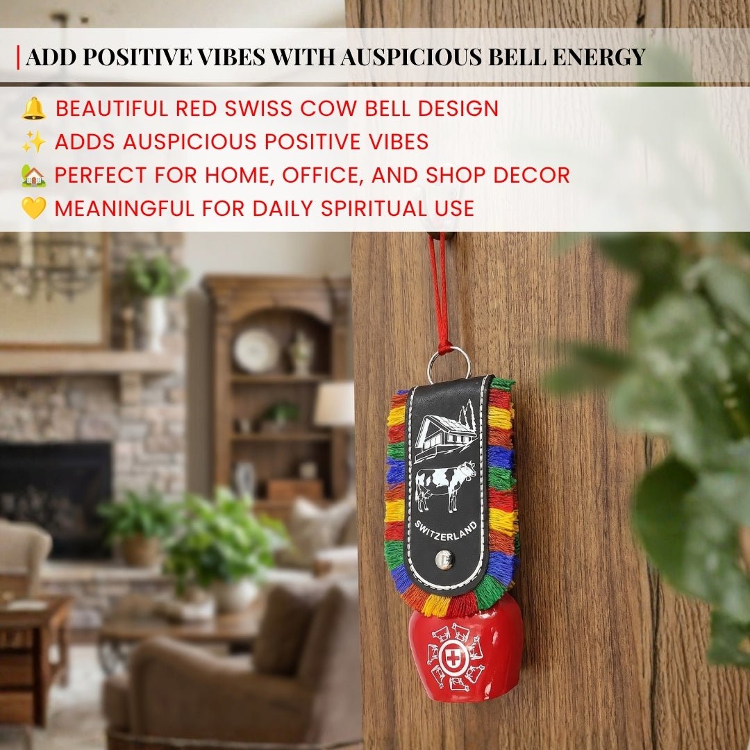 Feng Shui Swiss Cow Bell for Hanging at Entrance or Main Door at Home & Office for Positive Energy, Good Luck - plusvalueindia