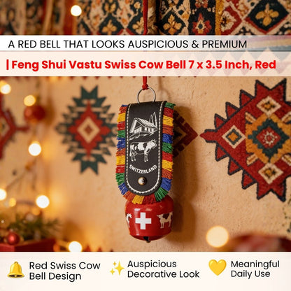 Feng Shui Swiss Cow Bell for Hanging at Entrance or Main Door at Home & Office for Positive Energy, Good Luck - plusvalueindia