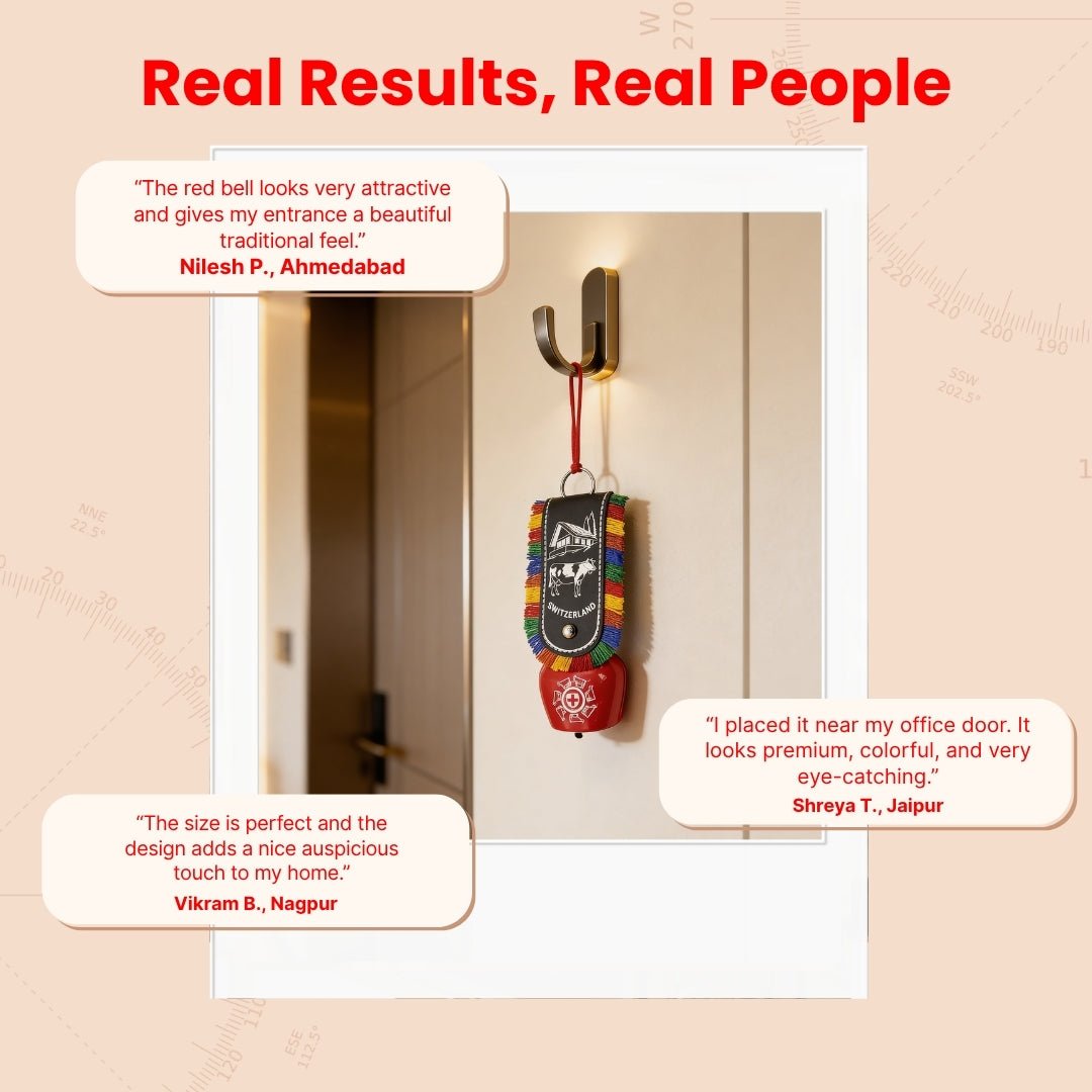 Feng Shui Swiss Cow Bell for Hanging at Entrance or Main Door at Home & Office for Positive Energy, Good Luck - plusvalueindia
