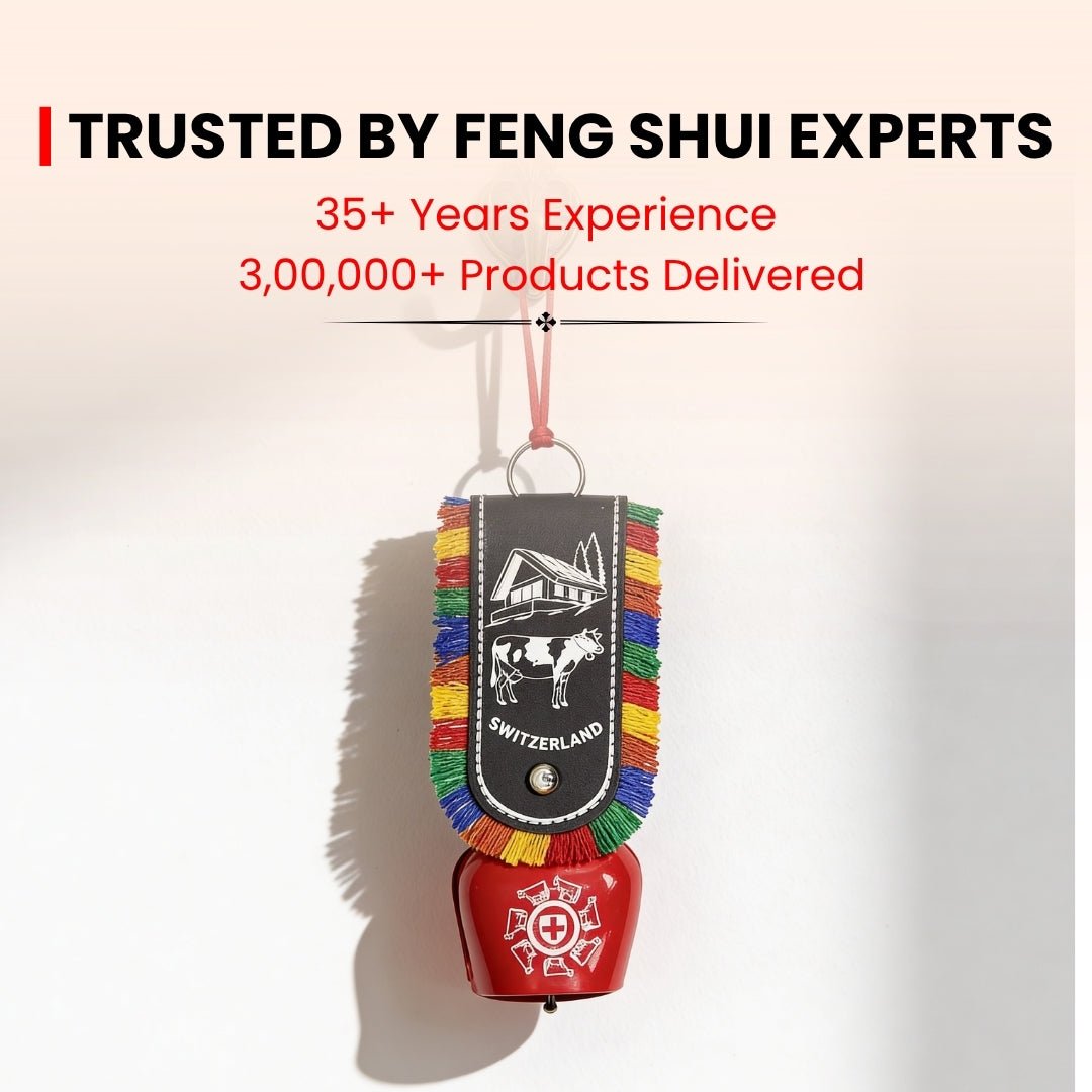 Feng Shui Swiss Cow Bell for Hanging at Entrance or Main Door at Home & Office for Positive Energy, Good Luck - plusvalueindia