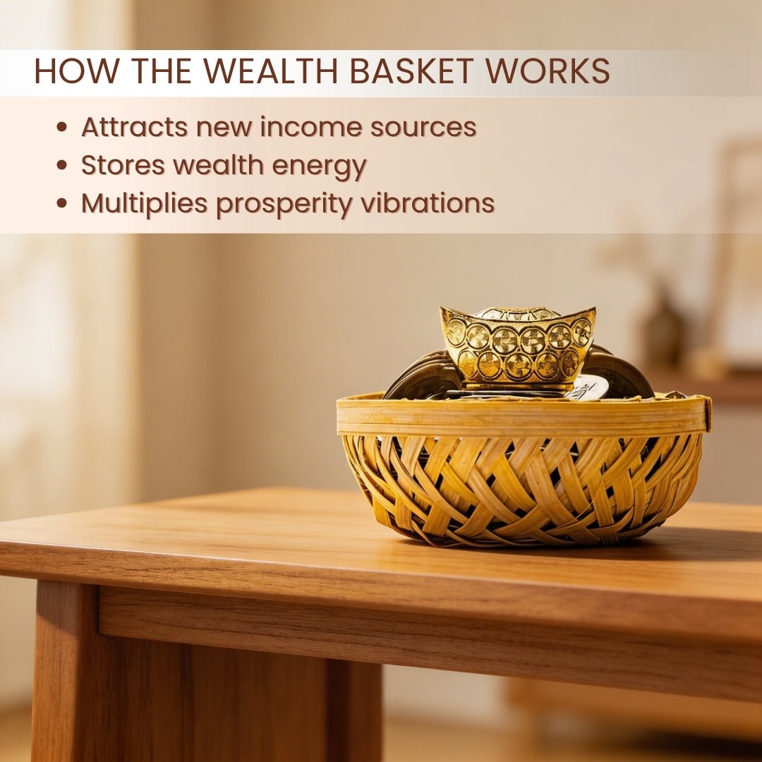 Feng Shui Wealth Basket with Lucky Brass Coin & Ingot - plusvalueindia