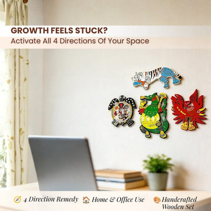 Feng Shui Wooden Animals Set Wall Hanging, feng shui item for home and office