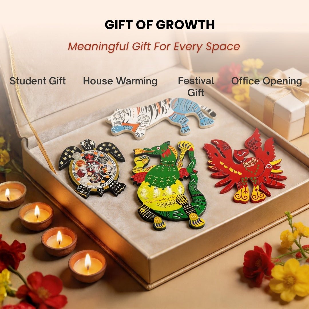Feng Shui Wooden Animals Set Wall Hanging for home office and gifting