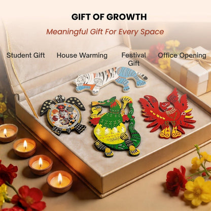 Feng Shui Wooden Animals Set Wall Hanging for home office and gifting
