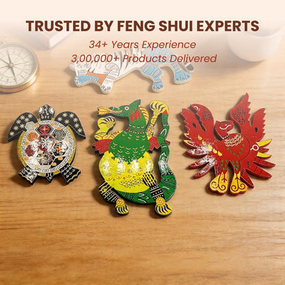 Feng Shui Wooden Animals Set Wall Hanging, energised before dispatch by Plus Value India