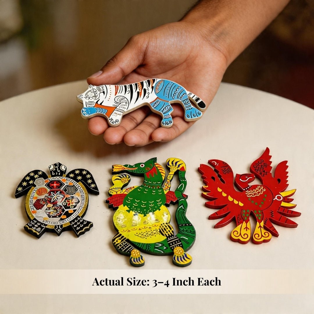 Feng Shui Wooden Animals Set Wall Hanging for pooja ghar and home decor