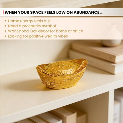 Feng Shui Yellow Crystal Ingot for Wealth Good Luck & Prosperity - plusvalueindia