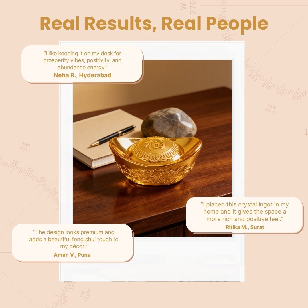 Feng Shui Yellow Crystal Ingot for Wealth Good Luck & Prosperity - plusvalueindia