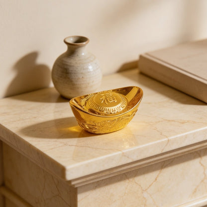 Feng Shui Yellow Crystal Ingot for Wealth Good Luck & Prosperity - plusvalueindia