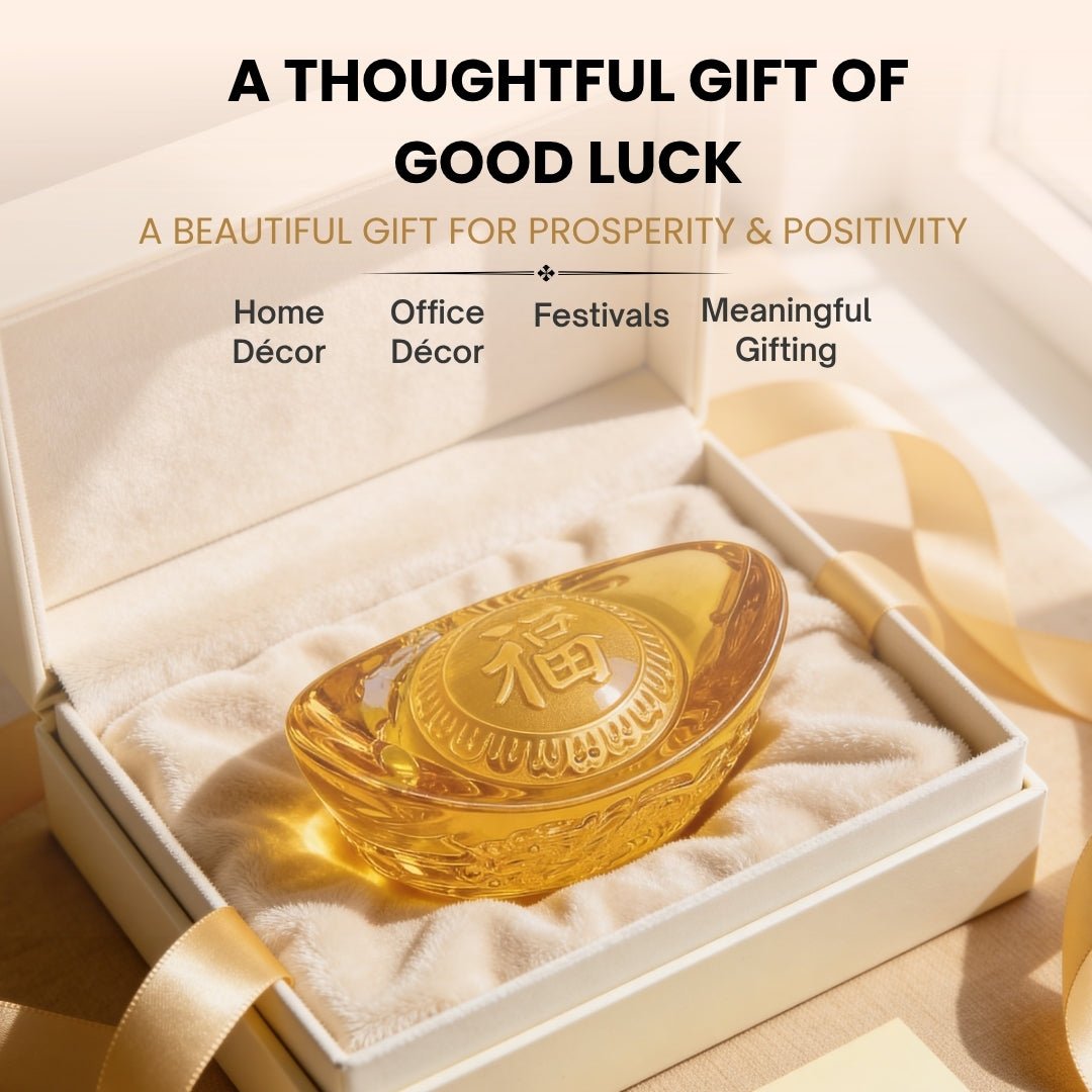 Feng Shui Yellow Crystal Ingot for Wealth Good Luck & Prosperity - plusvalueindia