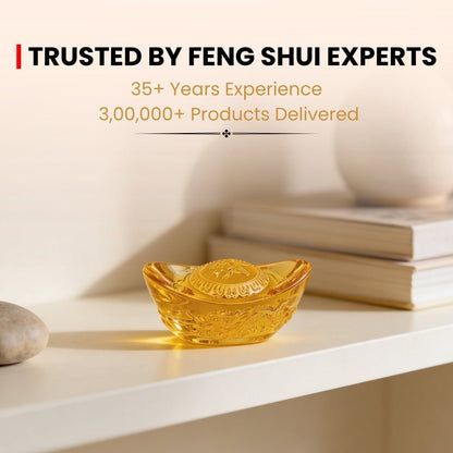 Feng Shui Yellow Crystal Ingot for Wealth Good Luck & Prosperity - plusvalueindia
