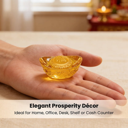 Feng Shui Yellow Crystal Ingot for Wealth Good Luck & Prosperity - plusvalueindia