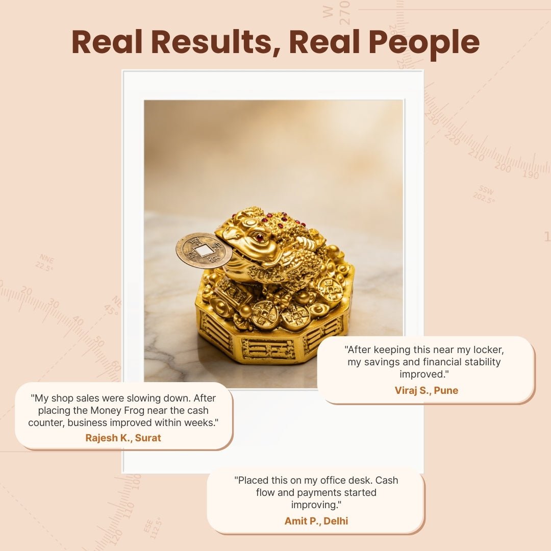 Fengshui Lucky Three Legged Feng Shui Money Frog Toad Good Luck, Wealth, Prosperity, Success, Happiness (Golden Colour) - plusvalueindia