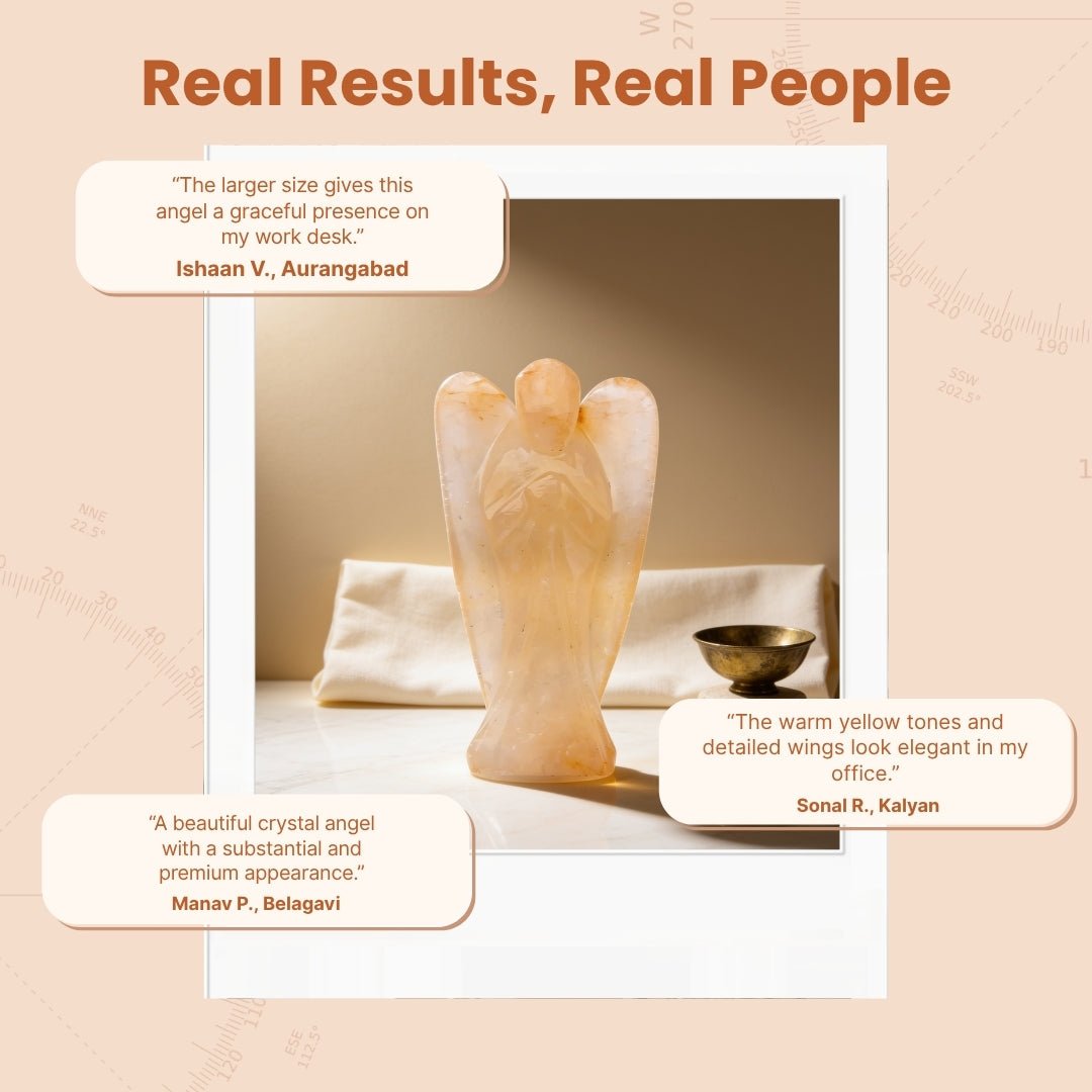 3 inch Yellow Agate guardian angel displayed with satin-lined padded gift box