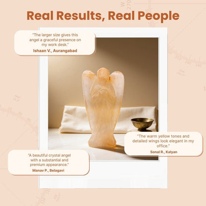 3 inch Yellow Agate guardian angel displayed with satin-lined padded gift box