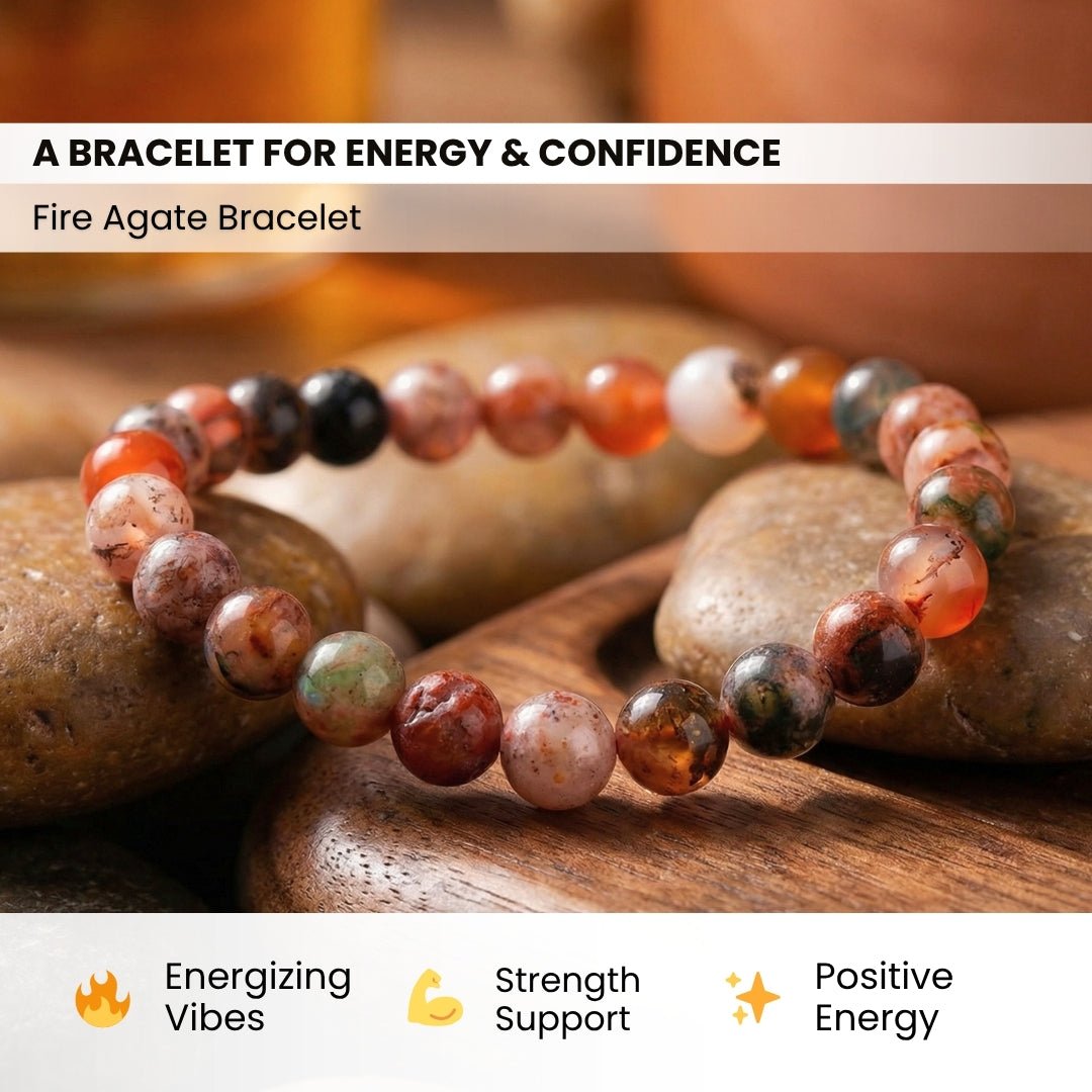 Fire Agate Bracelet Reiki & Healing Crystal Chakra - plusvalueindia