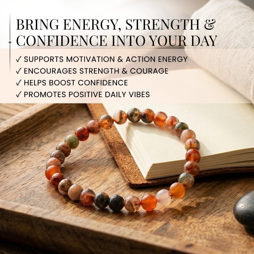 Fire Agate Bracelet Reiki & Healing Crystal Chakra - plusvalueindia