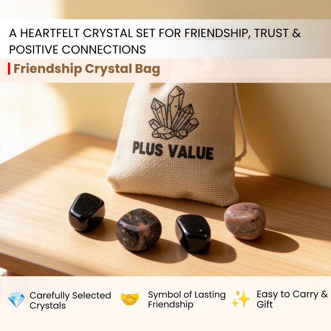 Friendship crystal collection featuring Lapis Lazuli, Rose Quartz, Rhodonite, and Amazonite