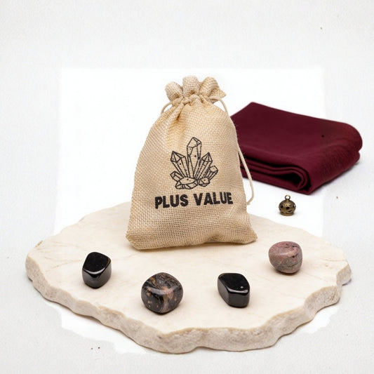 Friendship pocket crystal bag set with connection stones and drawstring pouch