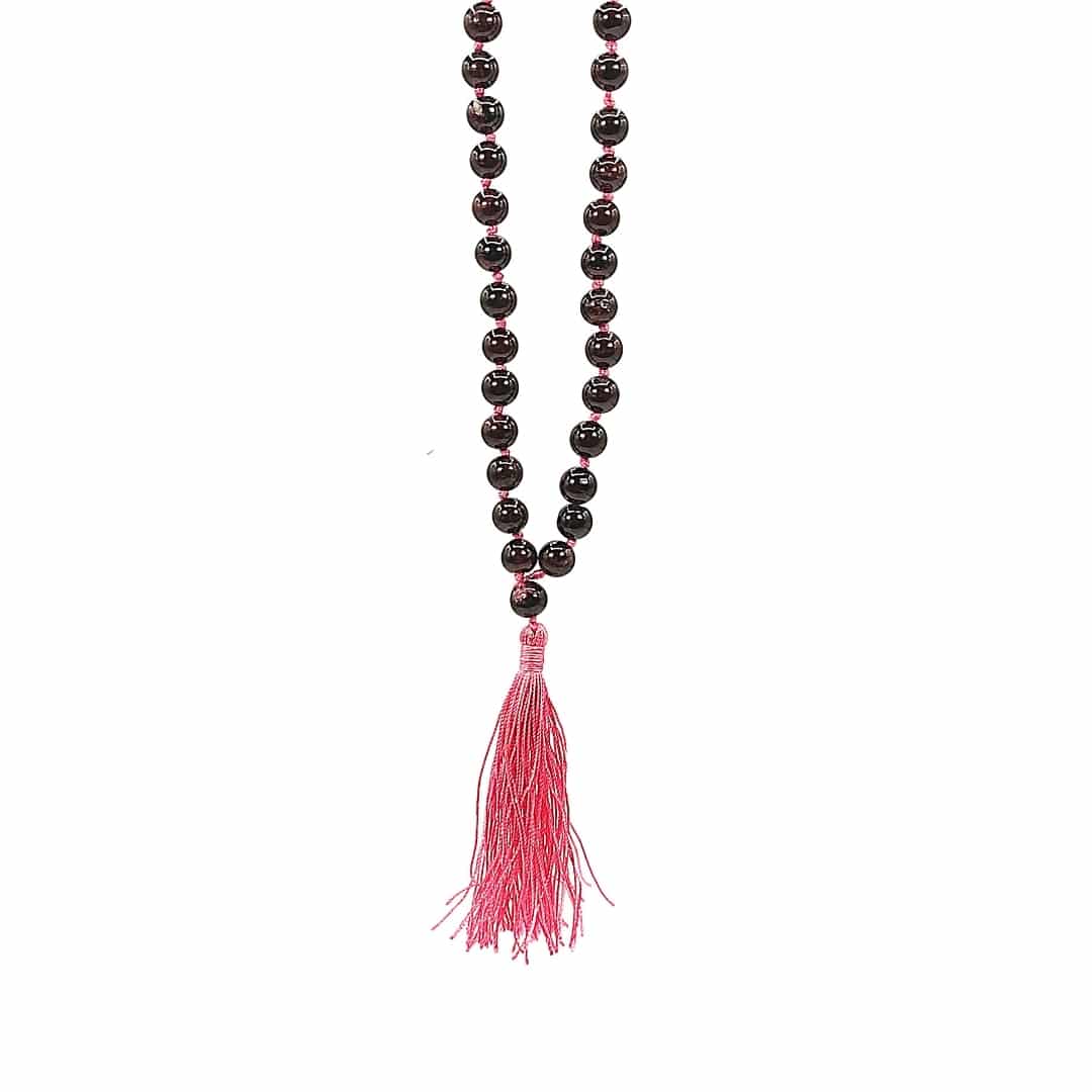 garnet mala necklace reiki healing crystal