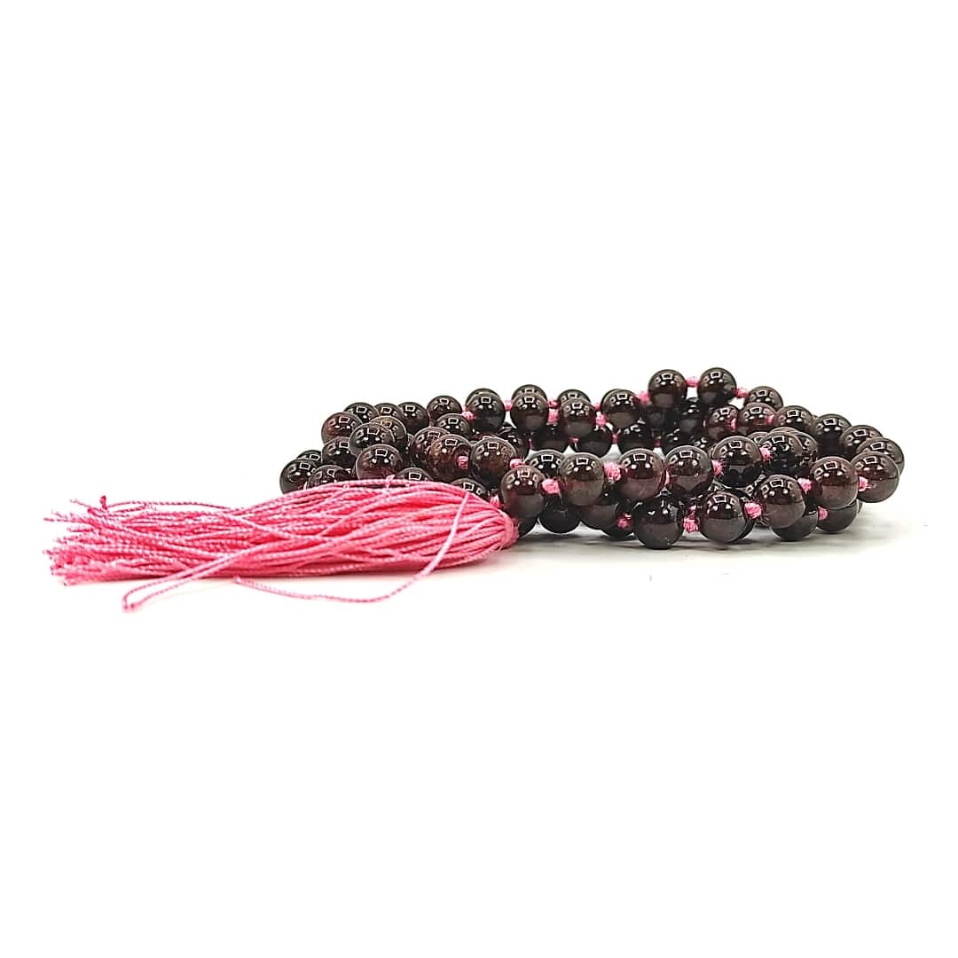 garnet mala necklace reiki healing crystal