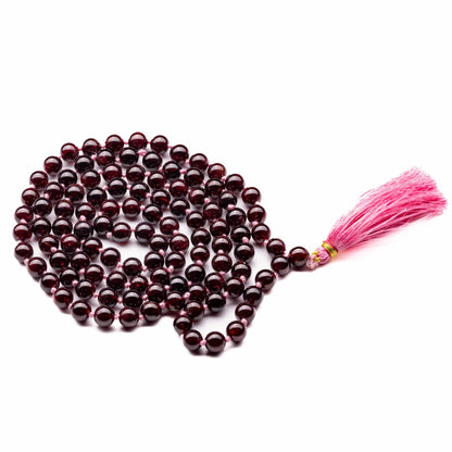 garnet mala necklace 7mm