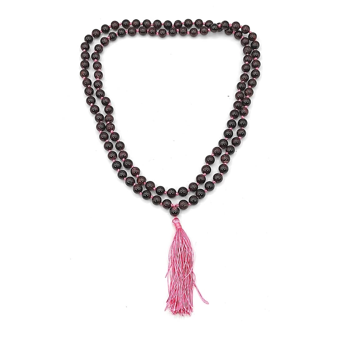 garnet mala necklace 10mm beads reiki healing crystal