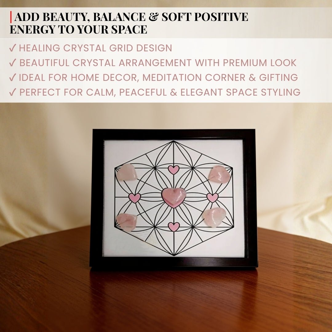 Reiki Rose Quartz Crystal Grid - Love, Harmony & Delayed Marriage - plusvalueindia