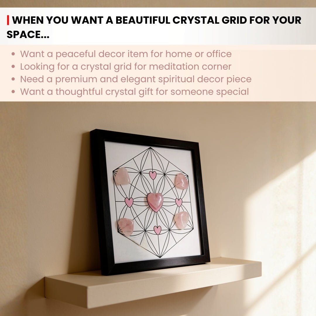 Reiki Rose Quartz Crystal Grid - Love, Harmony & Delayed Marriage - plusvalueindia