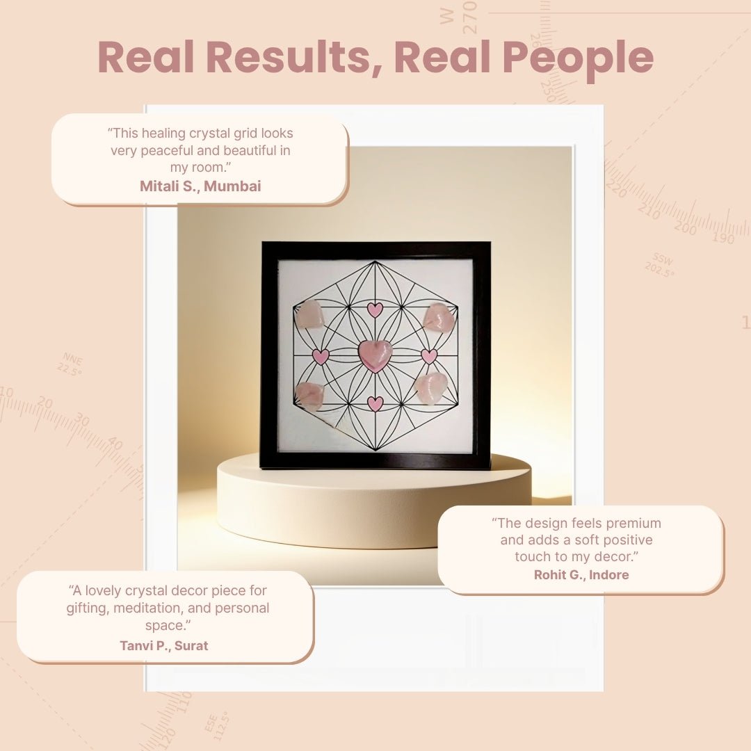 Reiki Rose Quartz Crystal Grid - Love, Harmony & Delayed Marriage - plusvalueindia