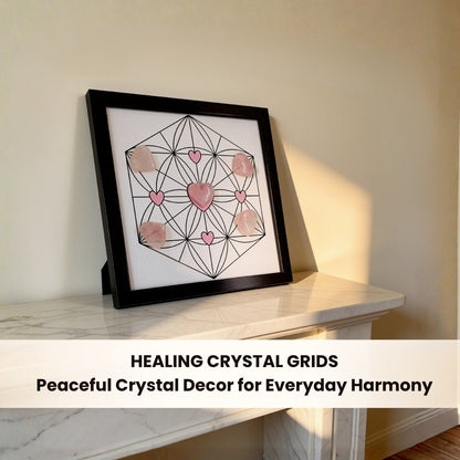 Reiki Rose Quartz Crystal Grid - Love, Harmony & Delayed Marriage - plusvalueindia