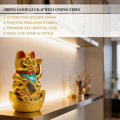 Feng Shui Lucky Cat Maneki Neko Showpiece for Wealth & Good Luck - plusvalueindia