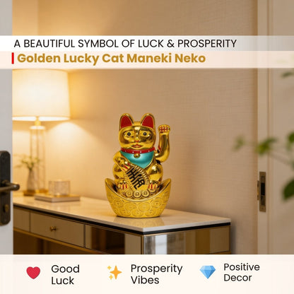 Feng Shui Lucky Cat Maneki Neko Showpiece for Wealth & Good Luck - plusvalueindia