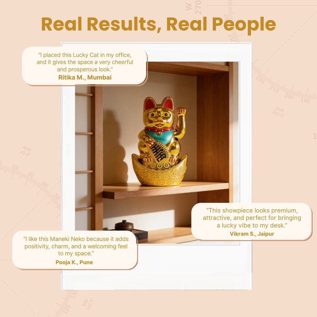 Feng Shui Lucky Cat Maneki Neko Showpiece for Wealth & Good Luck - plusvalueindia