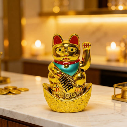 Feng Shui Lucky Cat Maneki Neko Showpiece for Wealth & Good Luck - plusvalueindia