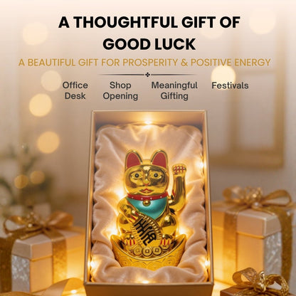 Feng Shui Lucky Cat Maneki Neko Showpiece for Wealth & Good Luck - plusvalueindia