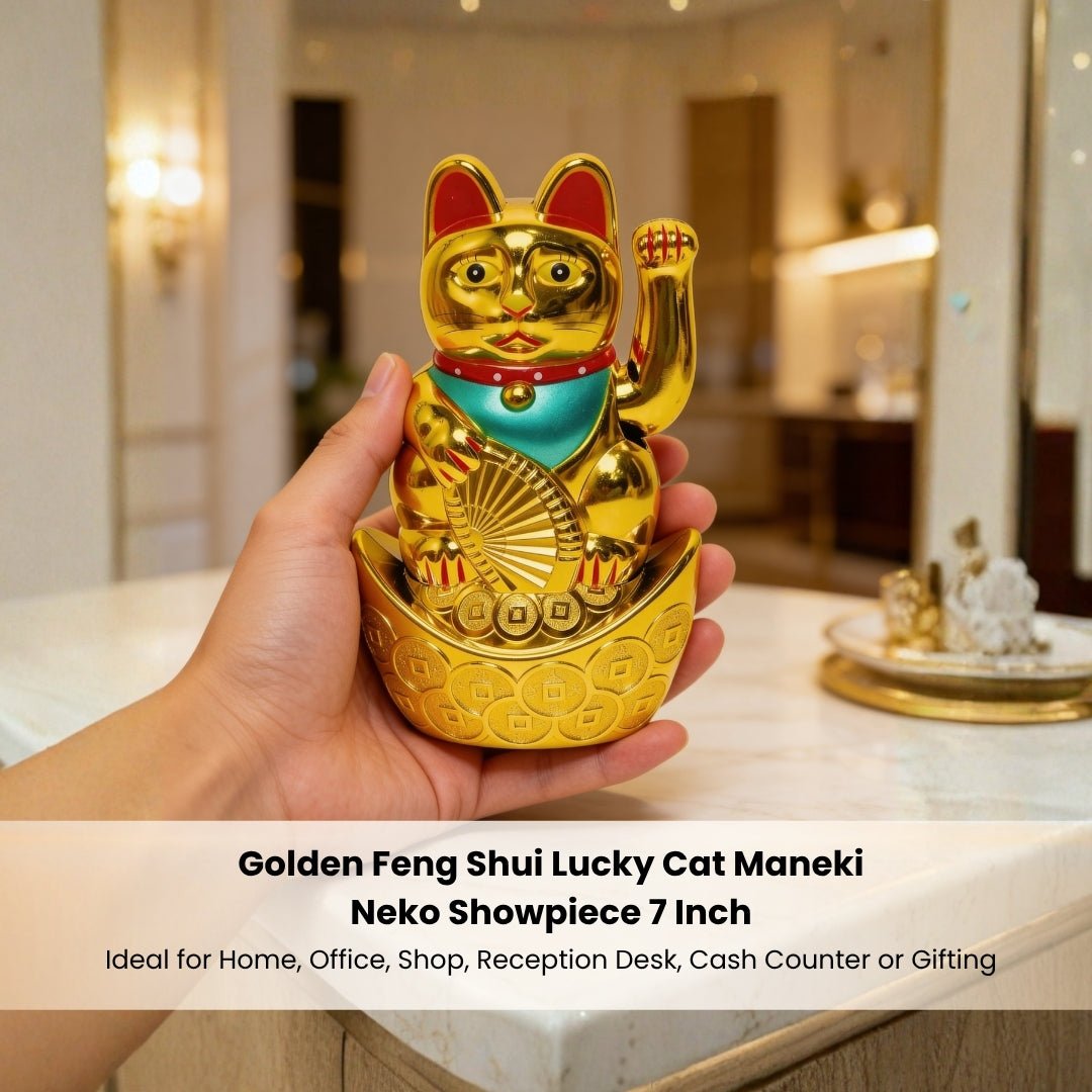 Feng Shui Lucky Cat Maneki Neko Showpiece for Wealth & Good Luck - plusvalueindia